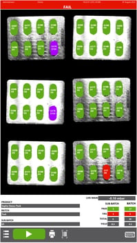 Deterministic leak test result of blister packs VisionScan 3D fail